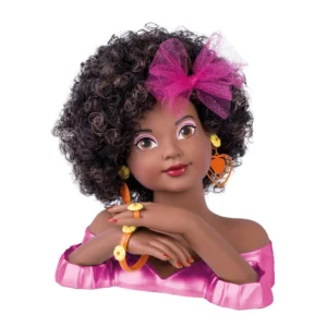 Boneca Busto Charmosa Rainbow Negra Unicórnio Cotiplás