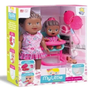 Boneca Little DOLLS Hora da Papinha Negra Divertoys