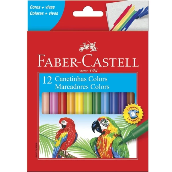 Caneta Hidrografica Colorir 12 Cores Faber Castell