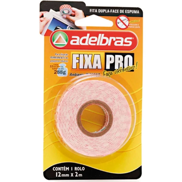 Fita Dupla Face Fixa Pro Espuma 12mmx2m Adelbras