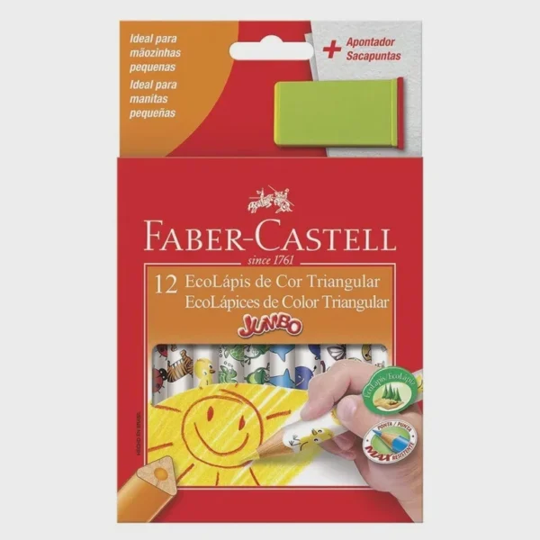 Lápis de cor Triangular 12 cores Jumbo - Faber Castell