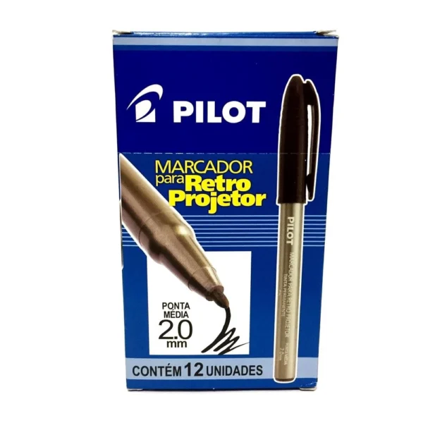 Marcador retroprojetor pilot 2.0 preto caixa com 12UN